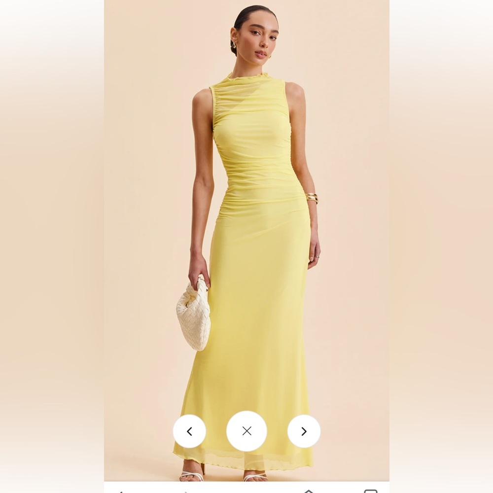 Commense Yellow Sleeveless Ruched Maxi Dress - Picture 4 of 7